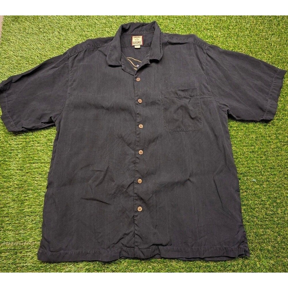 Tommy Bahama Island Player Silk Shirt Size L Black
